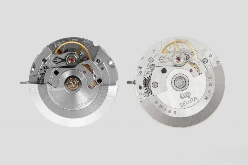 手錶機芯種類：瑞士通用機芯（ETA、Sellita）