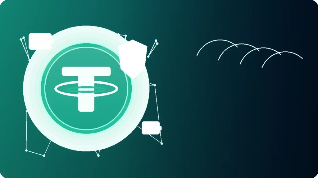 左側 USDT 穩定幣圖示與右側標題留白的加密貨幣安全主圖