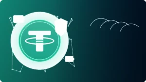 左側 USDT 穩定幣圖示與右側標題留白的加密貨幣安全主圖