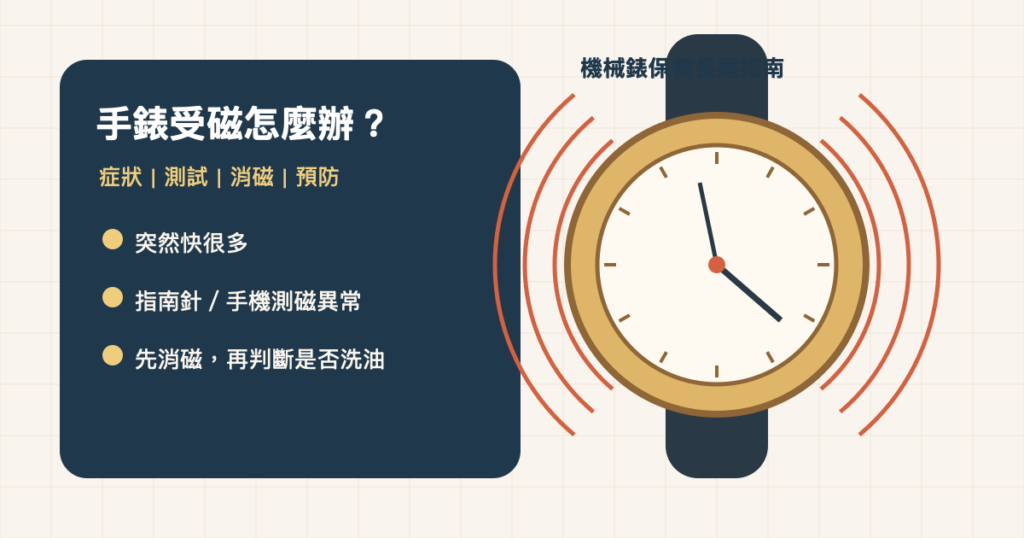 手錶受磁怎麼辦的機械錶消磁與檢查指南示意圖