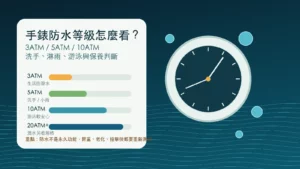 手錶防水等級 3ATM、5ATM、10ATM 與 20ATM 的配戴情境圖解