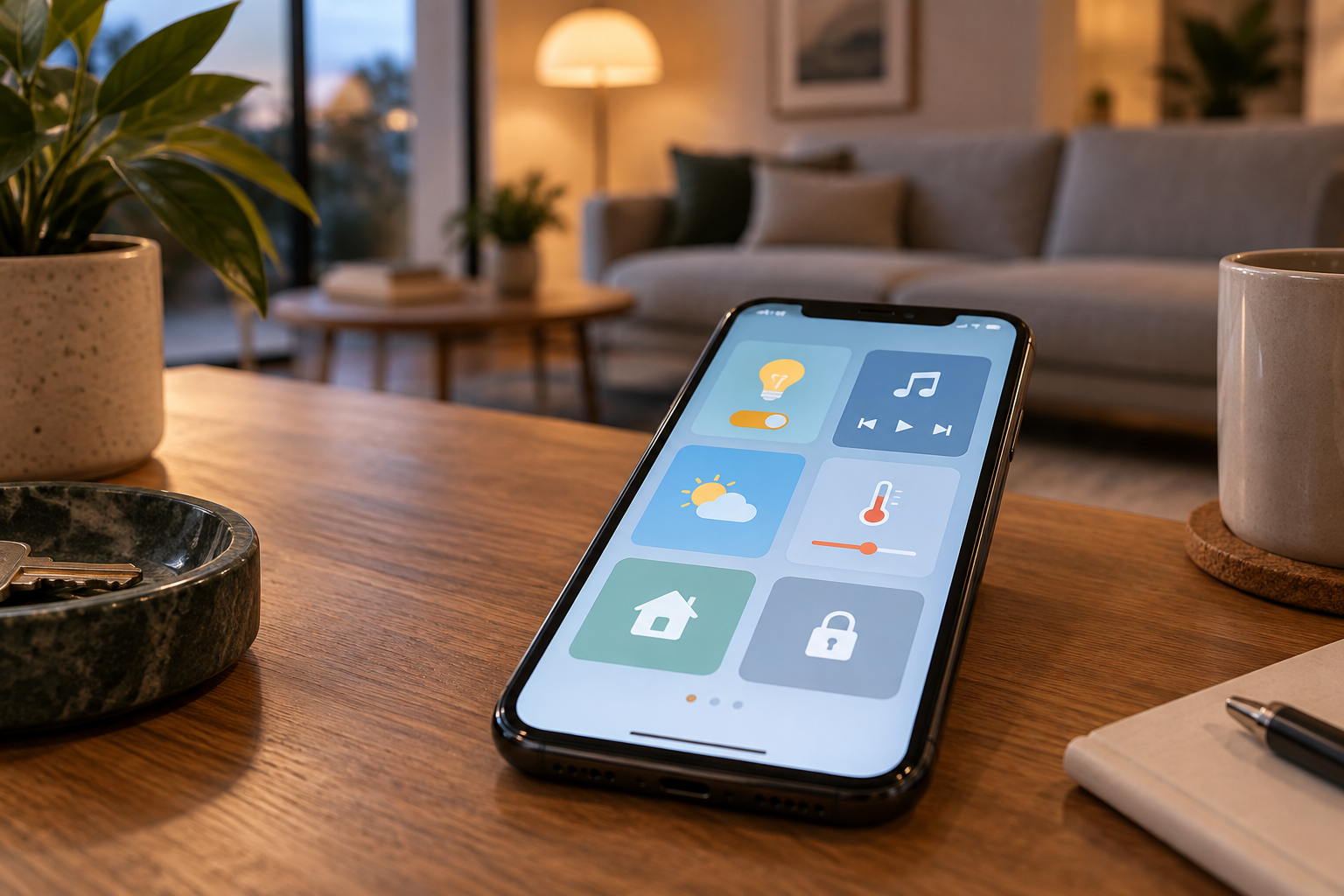 超大 Widget 可作為智慧家庭儀表板的使用情境示意